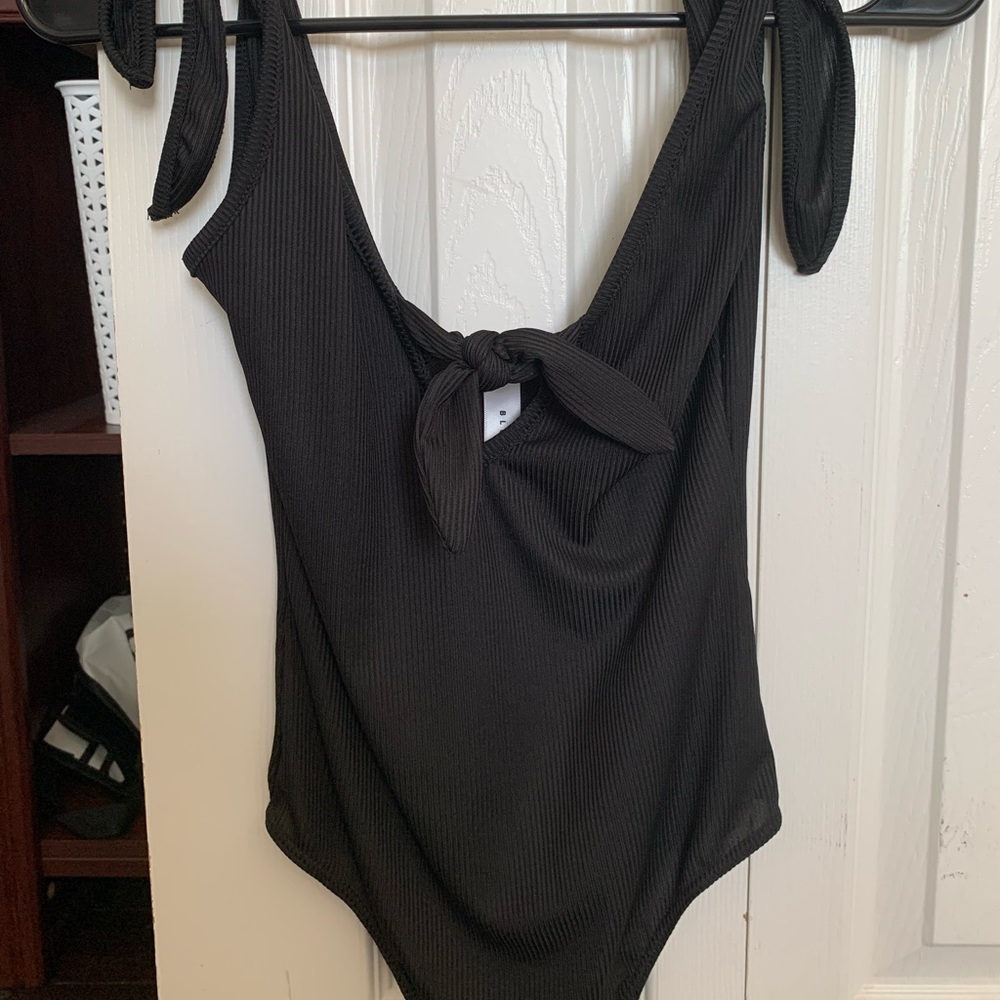 Black Ribbed Bodysuit - Picture 2 of 5